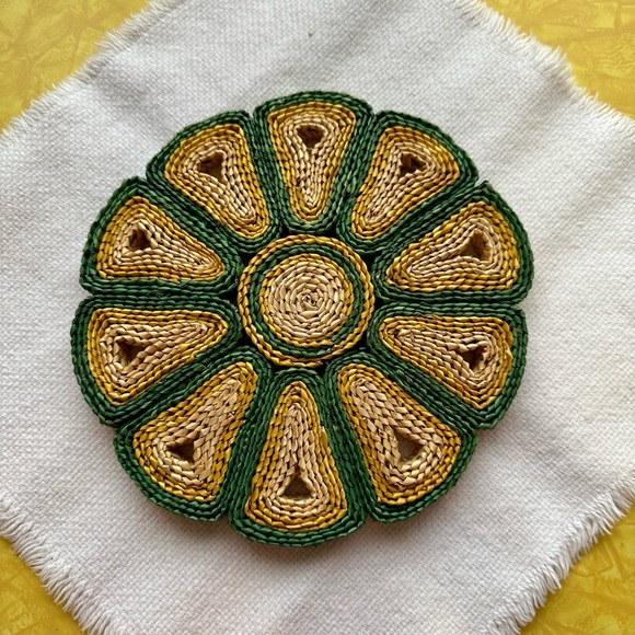 Vintage Straw Rattan Trivets Set of 3 - Picture 8 of 9